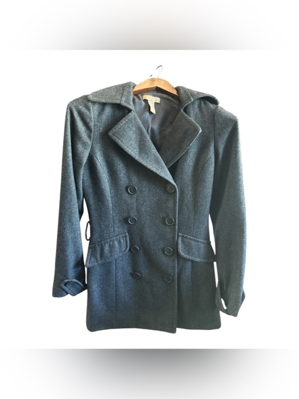 Forever 21 Double-Breasted Peacoat in Charcoal Wool Blend Preppy Winter Jacket